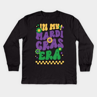 In My Mardi Gras Era Festival Retro Carnival Holiday Kids Long Sleeve T-Shirt